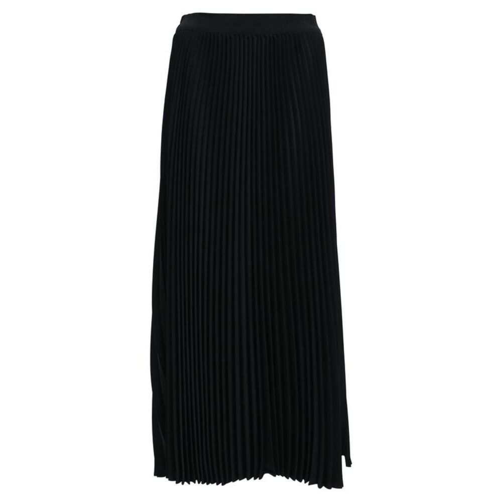 CO Pleated Midi Skirt in Black Polyester